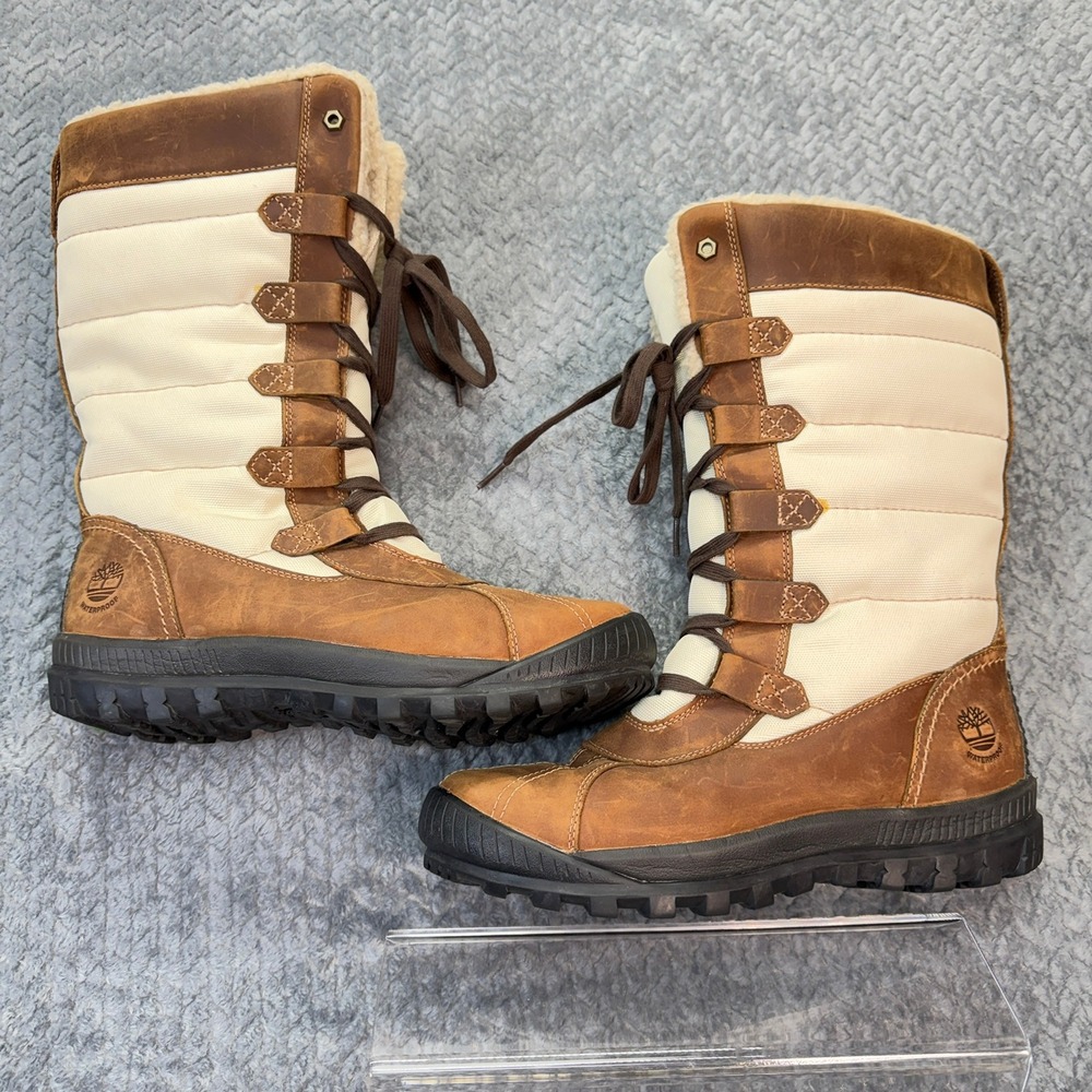 Timberland Mount Hope Waterproof Winter Boots Brown Leather Tan 6910B Womens 10 - Picture 4 of 15
